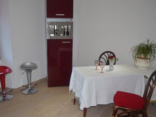 Kitchen, dining, fridge, coffee machine