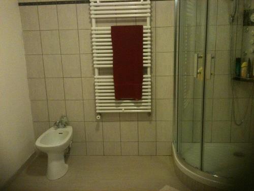 Salle de bain, cabine de douche, bidet, radiateur sèche-serviettes